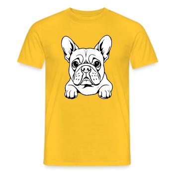 Bouledogue blanc - T-shirt homme - jaune - Devant - AI Model Male 178 dark (178cm)