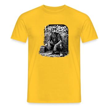 Skelett Graffiti mit Boombox - Männer T-Shirt - Gelb - Vorne - AI Model Male 178 dark (178cm)
