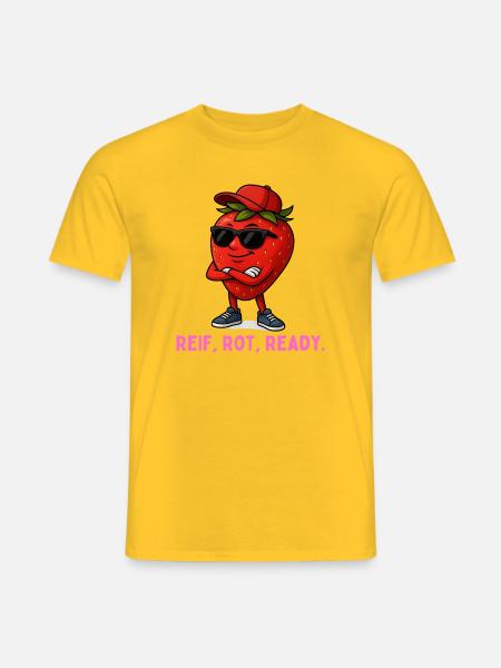 Reif Rot Ready Erdbeere-Maskottchen - Männer T-Shirt - Gelb