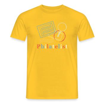 Stamp Collection Philatelist Stamps - Men's T-Shirt - yellow - Front - AI Model Male 178 dark (178cm)