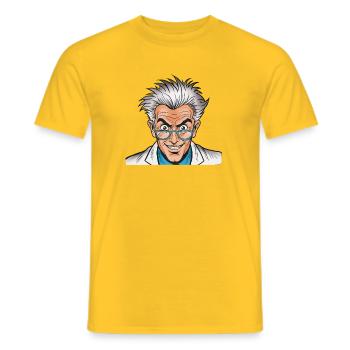 Mad Scientist Cartoon - Men's T-Shirt - yellow - Front - AI Model Male 178 dark (178cm)