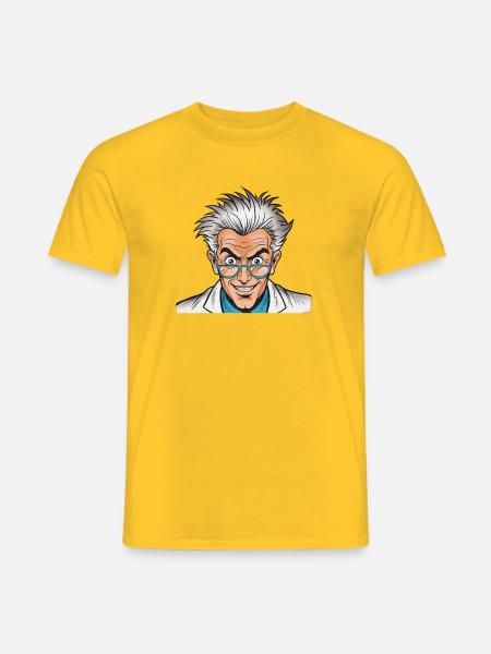 Mad Scientist Cartoon - Men's T-Shirt - yellow