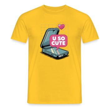 U So Cute Pop Art Cell Phone - Men's T-Shirt - yellow - Front - AI Model Male 178 dark (178cm)
