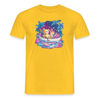 Teddy Boat Dream Under Starry Sky - Men's T-Shirt - yellow - Front - AI Model Male 178 dark (178cm)