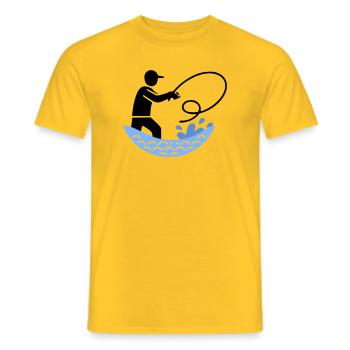 Pêche et pêche | Petri Heil Hobby Logo - T-shirt homme - jaune - Devant - AI Model Male 178 dark (178cm)