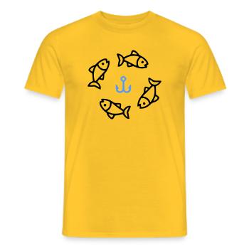 Pêche et pêche | Petri Heil Hobby Logo - T-shirt homme - jaune - Devant - AI Model Male 178 dark (178cm)