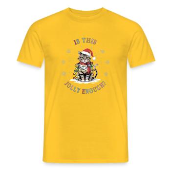 Cat with fairy lights Christmas Christmas cat - Men's T-Shirt - yellow - Front - AI Model Male 178 dark (178cm)