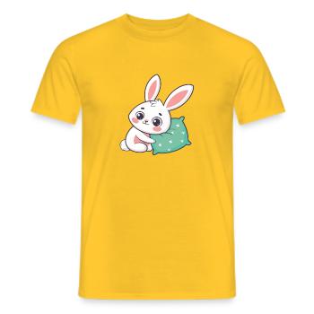 Lapin câlin et coussin vert - T-shirt homme - jaune - Devant - AI Model Male 178 dark (178cm)