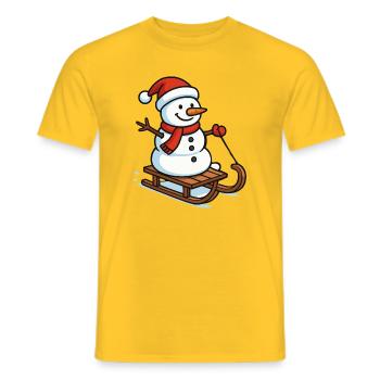Snowman on Sleigh Christmas Magic - Men's T-Shirt - yellow - Front - AI Model Male 178 dark (178cm)