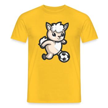 Kawaii Alpaca Soccer Hero - Men's T-Shirt - yellow - Front - AI Model Male 178 dark (178cm)