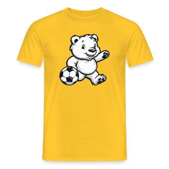 Eisbär Fußball Comic - Männer T-Shirt - Gelb - Vorne - AI Model Male 178 dark (178cm)