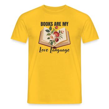 Les livres sont mon langage de l’amour - T-shirt homme - jaune - Devant - AI Model Male 178 dark (178cm)