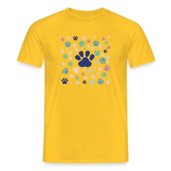 Colorful puppy paws - Men's T-Shirt - yellow - Front - AI Model Male 178 dark (178cm)