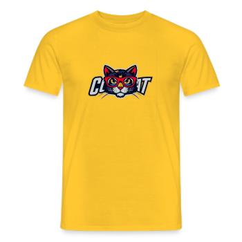 Katze mit rotem Brillenlogo - Männer T-Shirt - Gelb - Vorne - AI Model Male 178 dark (178cm)