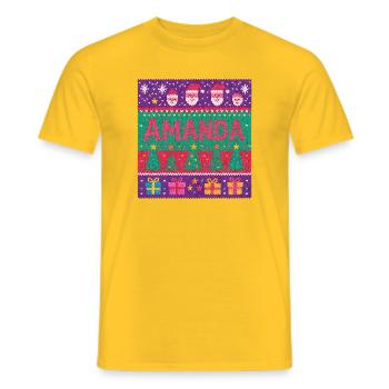 Festlicher Name Amanda Hässlicher Weihnachtsstil, Weihnachten - Männer T-Shirt - Gelb - Vorne - AI Model Male 178 dark (178cm)