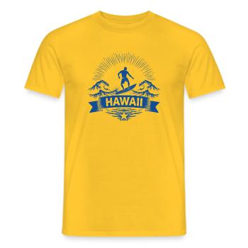 Hawaii Surfer Wellenreiter auf Pazifikwelle - Männer T-Shirt - Gelb - Vorne - AI Model Male 178 dark (178cm)