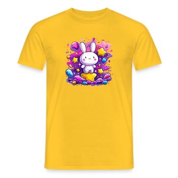 Lapin câlin dans la lueur étoilée - T-shirt homme - jaune - Devant - AI Model Male 178 dark (178cm)