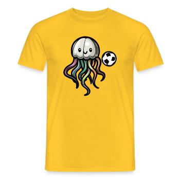 Qualle Fußball Comic - Männer T-Shirt - Gelb - Vorne - AI Model Male 178 dark (178cm)
