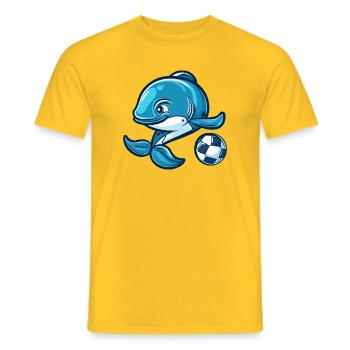 Whale Football Comic - Men's T-Shirt - yellow - Front - AI Model Male 178 dark (178cm)