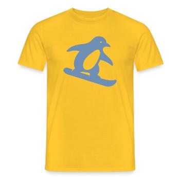 Minimalistischer Pinguin Snowboard Winterurlaub - Männer T-Shirt - Gelb - Vorne - AI Model Male 178 dark (178cm)