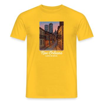 La Nouvelle-Orléans, Louisiane - T-shirt homme - jaune - Devant - AI Model Male 178 dark (178cm)