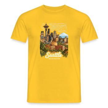 Seattle Washington - Men's T-Shirt - yellow - Front - AI Model Male 178 dark (178cm)