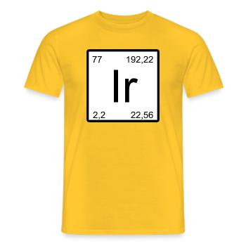 Iridium symbol in the periodic table - Men's T-Shirt - yellow - Front - AI Model Male 178 dark (178cm)
