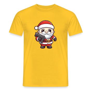Weihnachtsmann Pistole Comic Weihnachten - Männer T-Shirt - Gelb - Vorne - AI Model Male 178 dark (178cm)