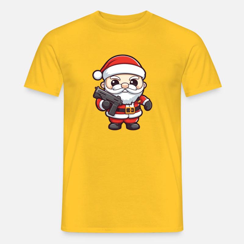 Weihnachtsmann Pistole Comic Weihnachten - Männer T-Shirt - Gelb