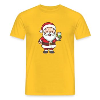 Santa Claus Drinking Comic Christmas - Men's T-Shirt - yellow - Front - AI Model Male 178 dark (178cm)