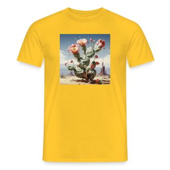 Cactus Blossom Desert Magic - Men's T-Shirt - yellow - Front - AI Model Male 178 dark (178cm)