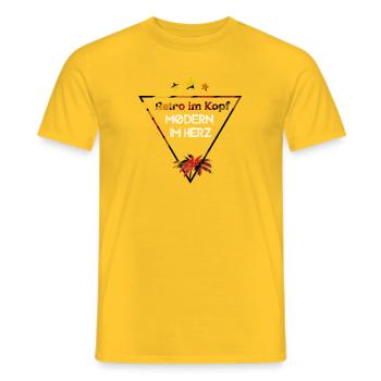 Retro im Kopf Modern im Herz - Männer T-Shirt - Gelb - Vorne - AI Model Male 178 dark (178cm)