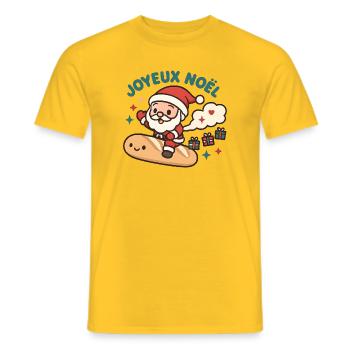 Santa Surf Pain de Noël - T-shirt homme - jaune - Devant - AI Model Male 178 dark (178cm)
