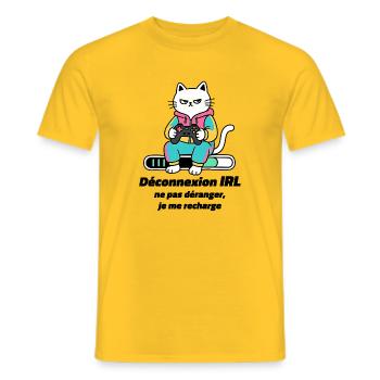 Chat Gamer Console Retro - T-shirt homme - jaune - Devant - AI Model Male 178 dark (178cm)