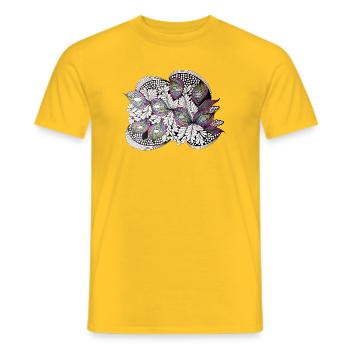 Pfauenfeder Doodle Muster - Männer T-Shirt - Gelb - Vorne - AI Model Male 178 dark (178cm)