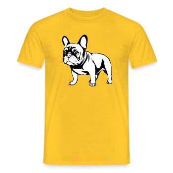 Bouledogue français noir et blanc - T-shirt homme - jaune - Devant - AI Model Male 178 dark (178cm)