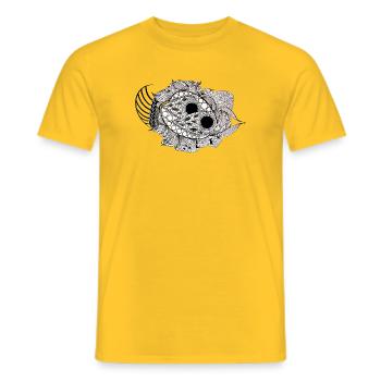 Black and White Mandala Fish Pattern - Men's T-Shirt - yellow - Front - AI Model Male 178 dark (178cm)