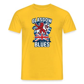 Glasgow Blues Crest - Men's T-Shirt - yellow - Front - AI Model Male 178 dark (178cm)