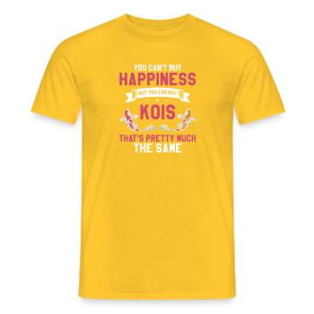 Buy Kois Not Happiness Funny Pond Fish Humor - Men's T-Shirt - yellow - Front - AI Model Male 178 dark (178cm)