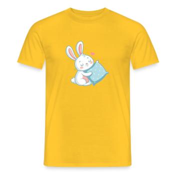 Pastellfarben, kuscheliges Kaninchen und Herzkissen - Männer T-Shirt - Gelb - Vorne - AI Model Male 178 dark (178cm)