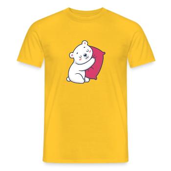 Câlin d'ours blanc et oreiller rose - T-shirt homme - jaune - Devant - AI Model Male 178 dark (178cm)