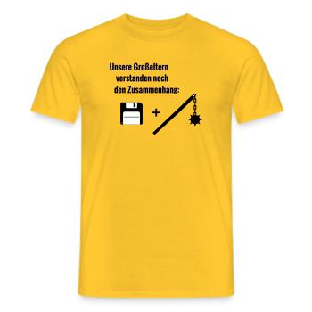 Context - Men's T-Shirt - yellow - Front - AI Model Male 178 dark (178cm)