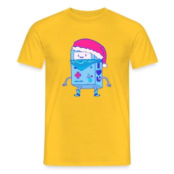 Kawaii Christmas Robot Santa Bot - Men's T-Shirt - yellow - Front - AI Model Male 178 dark (178cm)
