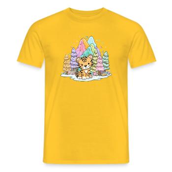 Tigerbaby im Regenbogenland - Männer T-Shirt - Gelb - Vorne - AI Model Male 178 dark (178cm)