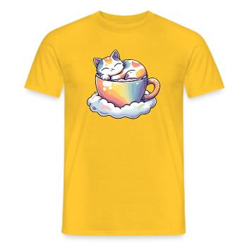 Katzen in Regenbogen-Teetasse - Männer T-Shirt - Gelb - Vorne - AI Model Male 178 dark (178cm)