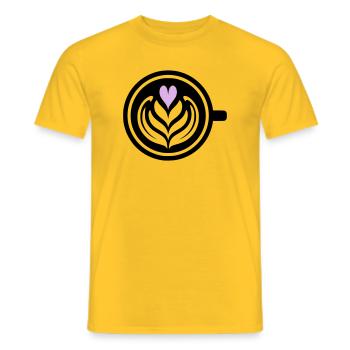 Kaffee-Liebe: Latte art Herz Vektor - Männer T-Shirt - Gelb - Vorne - AI Model Male 178 dark (178cm)