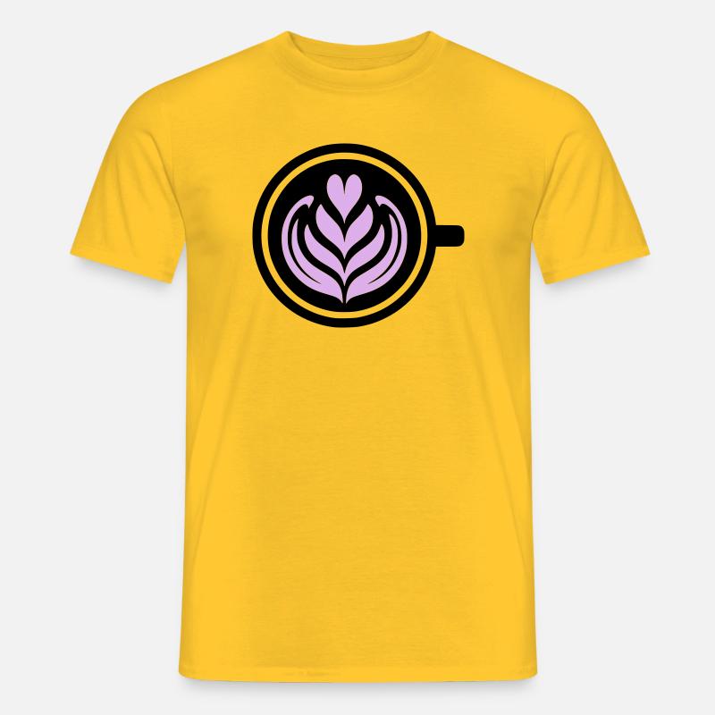 Kaffee-Liebe: Latte art Herz Vektor - Männer T-Shirt - Gelb