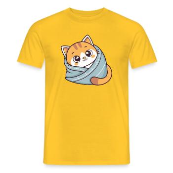 Sweet Kitten Blue Scarf - Men's T-Shirt - yellow - Front - AI Model Male 178 dark (178cm)