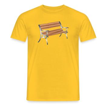 Vintage Holzbank mit Metallgestell Illustration - Männer T-Shirt - Gelb - Vorne - AI Model Male 178 dark (178cm)