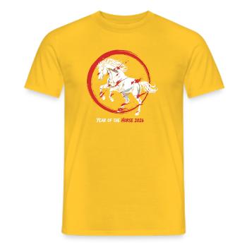 Jahr des Pferdes 2026 Chinesisches Neujahr - Männer T-Shirt - Gelb - Vorne - AI Model Male 178 dark (178cm)